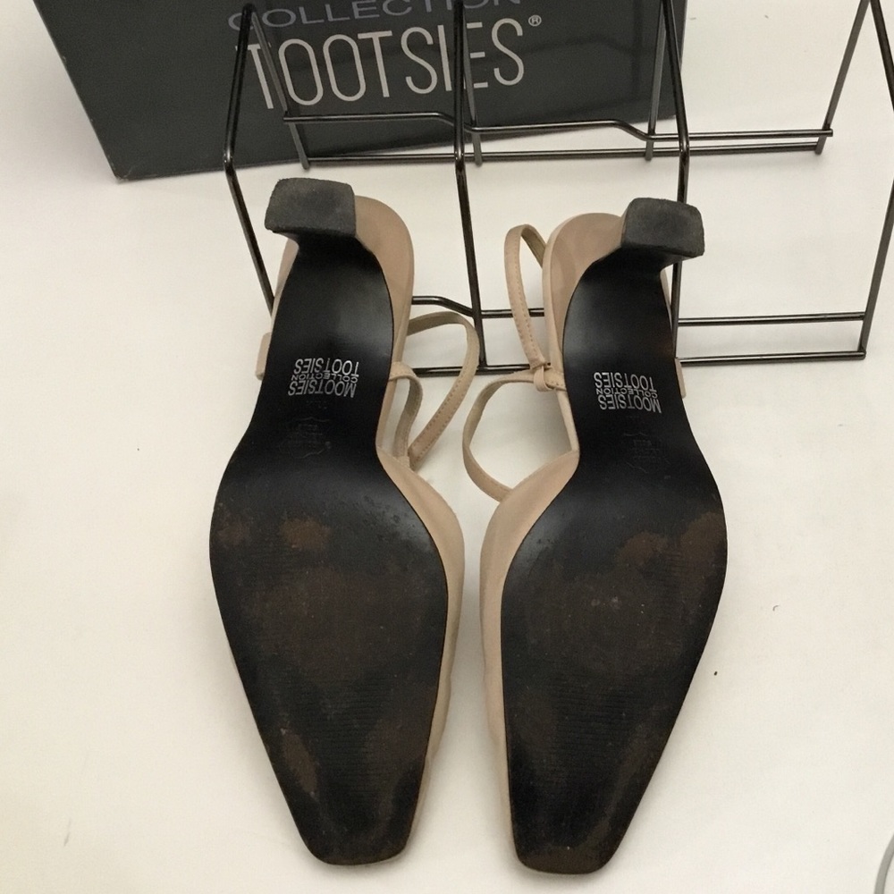 Mootsies Tootsies 11M Geisha Champagne Satin 3.25” Heels - CZ Buckles - Wedding - Picture 6 of 10